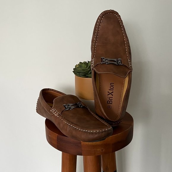 Men's Brixton Brown Slip-On Brown Loafer Size 9 - Picture 1 of 9